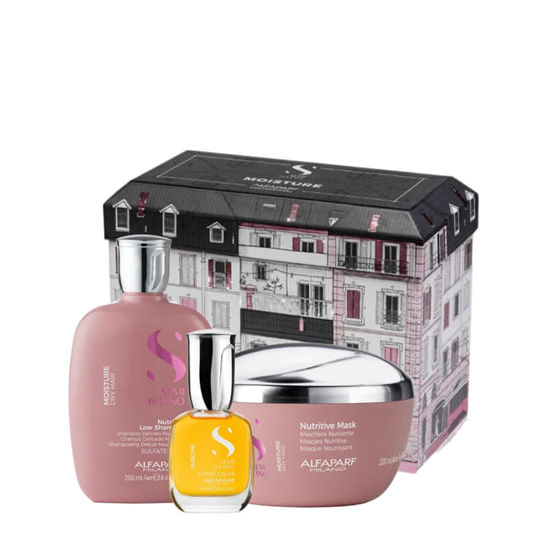 Set AlfaParf Semi di Lino The Resort Collection Smoothing Set (shmp/250ml +  h/mask/200ml + oil/120ml)