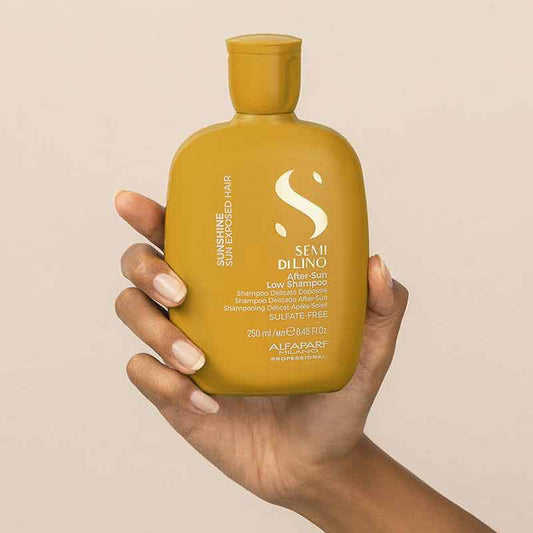 Alfaparf Semi Di Lino Sunshine After Sun Low Shampoo | Gentle | Sun Exposed Hair | Cleanses | Removes Chlorine | Removes Salt | Removes Sand | Removes Residue | Maintains Color | Maintains Hydration | Soft | Shiny | Protected