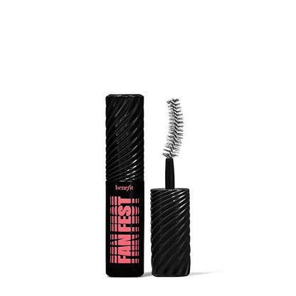 Benefit Cosmetics Fan Fest Mini Mascara | full-fan lash effect | travel and handbag friendly | mini mascara | perfect partner | on the go makeup needs | adding volume, depth and magnitude | lashes | fits in your bag! | custom wand 