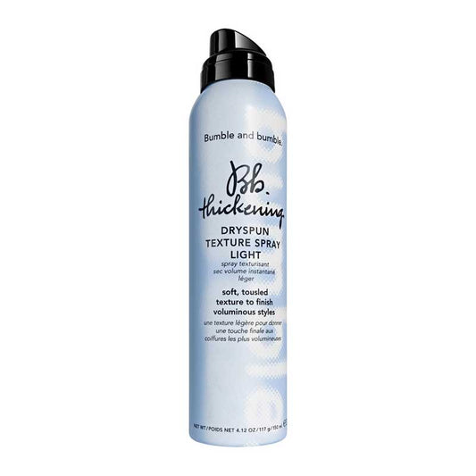 Bumble and bumble Bb. Thickening Dryspun Texture Light | Lighter take | Pro-fave Dryspun Texture Spray | Translucent texturizing spray | Medium to thick hair | Instant airy dimension | Soft tousled texture | Light hold | Flexible movement