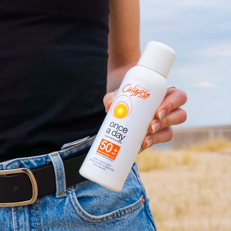 Calypso Once A Day Lotion SPF 50 | All-Day Protection | One Application | 8-Hour Sun Protection | UVA and UVB Protection | Developed for All-Day Sun Safety | Water-Resistant Formula | Activated in 15 Minutes | Full Sun Protection