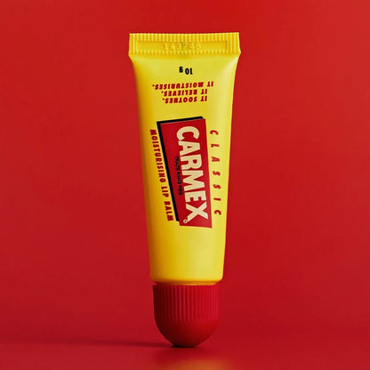 Carmex Classic | Lip Balm | Tube | repairs | protects | lips | caring | dry | chapped | hydrated | iconic | soften | nourish | hydrate | relieve | protection | glides on | camphor | comforting | soothing | relieving irritation | beeswax | lanolin | salicylic acid 