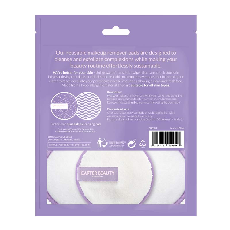 Carter Beauty By Marissa Carter Makeup Remover Pads | dual sided reusable makeup pads | cleanse and exfoliate the skin with makeup remover