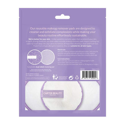 Carter Beauty By Marissa Carter Makeup Remover Pads | dual sided reusable makeup pads | cleanse and exfoliate the skin with makeup remover