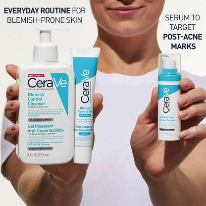 CeraVe everyday skin routine for blemishes, reduce post-acne marks