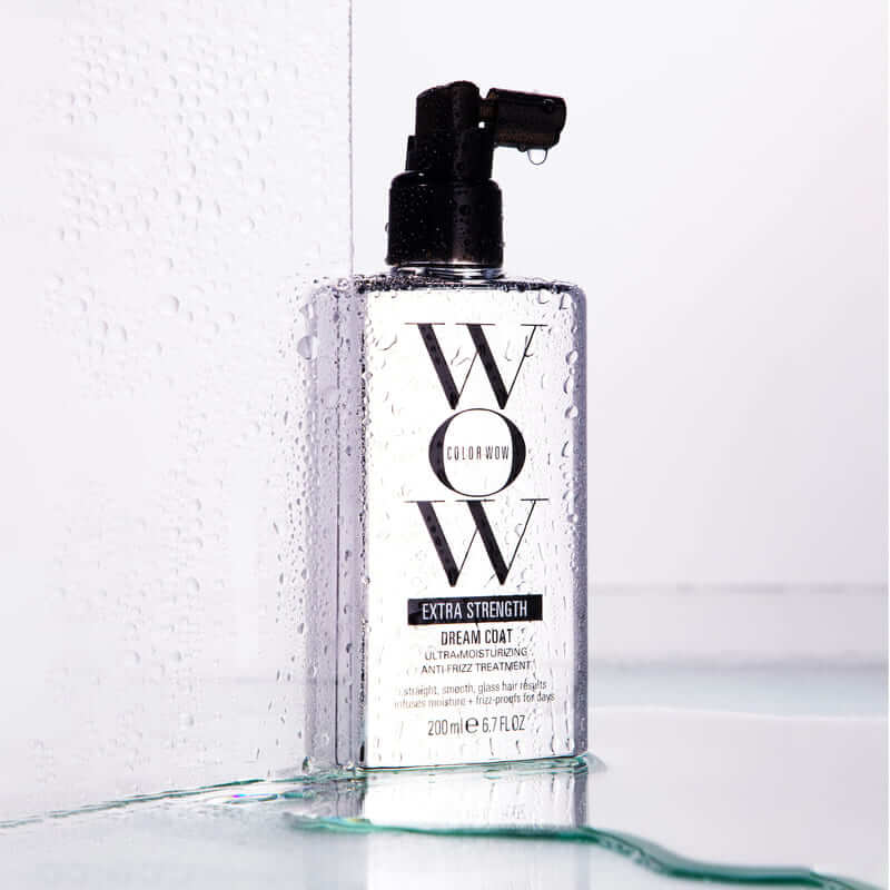 Color Wow, Color Wow Extra Strength Dream Coat Anti Frizz Treatment, frizz control, anti-humidity spray, curly hair care, coily hair treatment, sleek hair, glossy finish, moisture lock, frizz-free hair, heat-activated, curly hair hydration, hair smoothing spray, anti-frizz solution, salon hair results