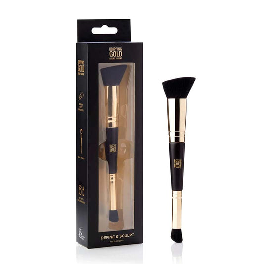 SOSU by Suzanne Jackson Dripping Gold Define & Sculpt Brush | SOSU | makeup brush | tanning applicator | dual-ended brush | brush | makeup | dripping gold