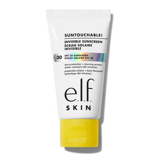 e.l.f Skin Suntouchable! Invisible Sunscreen SPF 30 | clear sunscreen and makeup primer | lightweight | velvety feel | broad-spectrum protection | blurs imperfections | smooth, matte finish