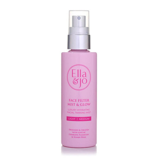 Ella & Jo | Face Filter Mist & Glow | Tanning Mist | sun-kissed tan | Hyaluronic Acid | Niacinamide | face tan | golden face tan | Light to Medium | Medium to Dark | natural-looking tan