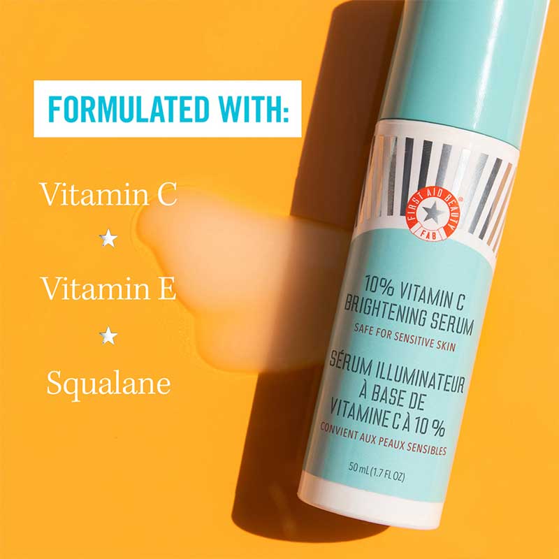 First Aid Beauty 10% Vitamin C Brightening Serum | Brightens and Visibly Firms | Lightweight and Non-Comedogenic | Minimizes Irritation, Clogged Pores, and Stickiness