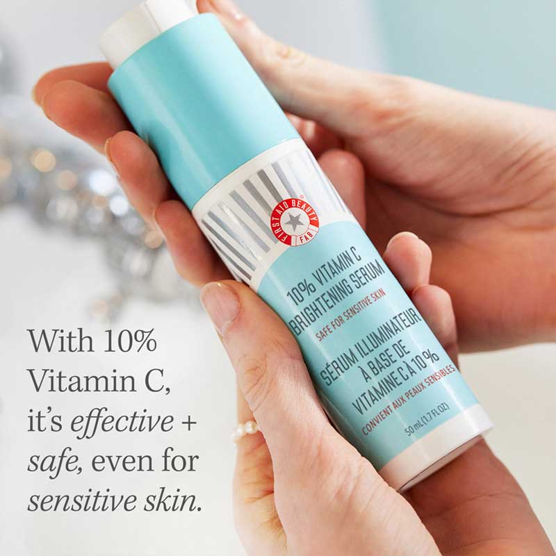 First Aid Beauty 10% Vitamin C Brightening Serum | Brightens and Visibly Firms | Lightweight and Non-Comedogenic | Minimizes Irritation, Clogged Pores, and Stickiness