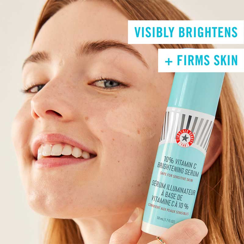 First Aid Beauty 10% Vitamin C Brightening Serum | Brightens and Visibly Firms | Lightweight and Non-Comedogenic | Minimizes Irritation, Clogged Pores, and Stickiness