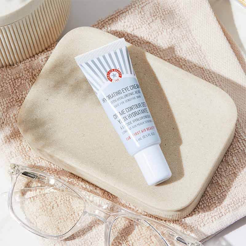 First Aid Beauty Hydrating Eye Cream with Hyaluronic Acid | puffiness redness dryness in eyes | anti aging | fine lines and wrinkles eye cream