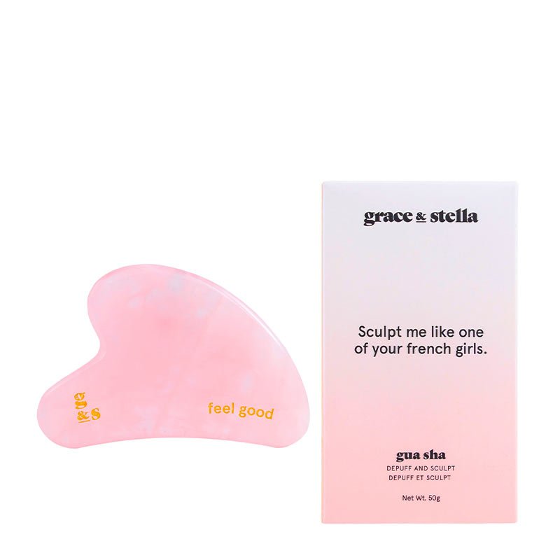 Grace and stella depuff and sculpt gua sha | sculpt and defie face beauty tool | increase circulation in skin | drain skin