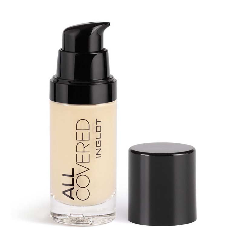 Inglot | All Covered Foundation | skin-loving ingredients | smooth complexion | radiant complexion | conceals imperfections | conceals redness | conceals discolouration | new and improved formula | water-resistant | lightweight formula | suitable for sensitive skin | anti-aging | bioactive peptides | 30ml | cruelty-free | vegan