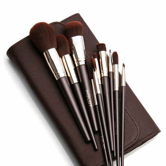 Inglot, Inglot Brush Set in Chocolate Case, Makeup Brush Set