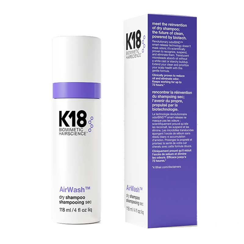 K18 Airwash Dry Shampoo, non aerosol dry shampoo, eliminates odours