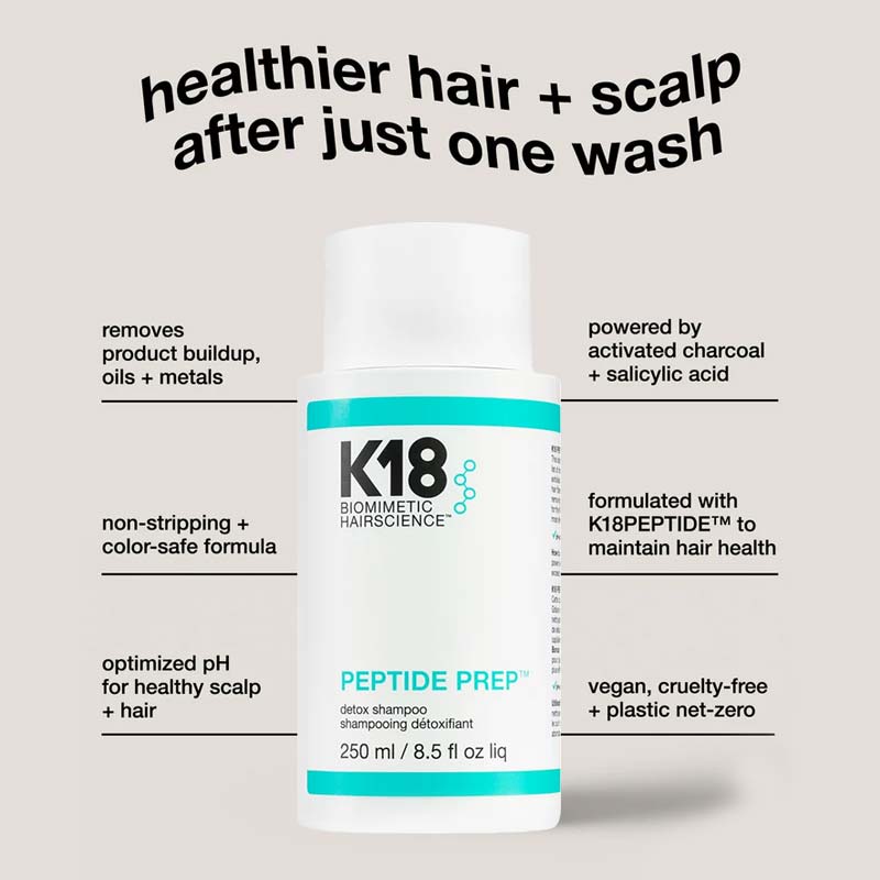 K18 Peptide Detox Shampoo, hair repair shampoo, haircare for damaged hair, deep scalp cleanse