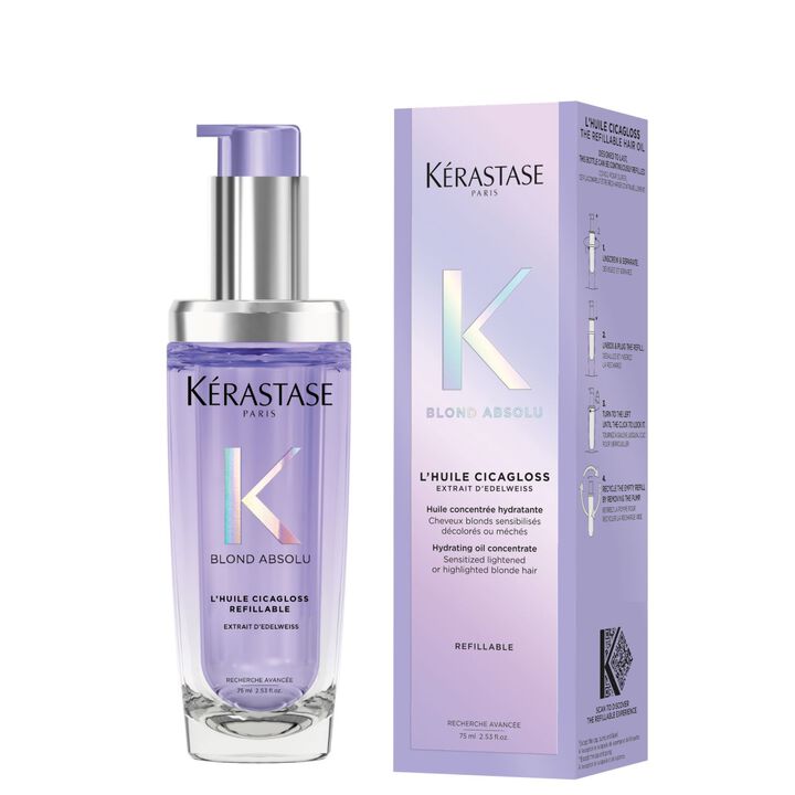 Kérastase, Blond Absolu Hair Oil Huile Cicagloss, Hair Oil For Blonde Hair, Refillable Hair Oil