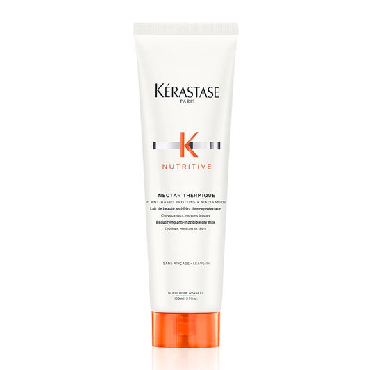 Kérastase Nutritive Nectar Thermique Beautifying Anti-Frizz Blow Dry Milk | medium to thick dry hair | heat protection | reduces frizz | enhances smoothness and shine.