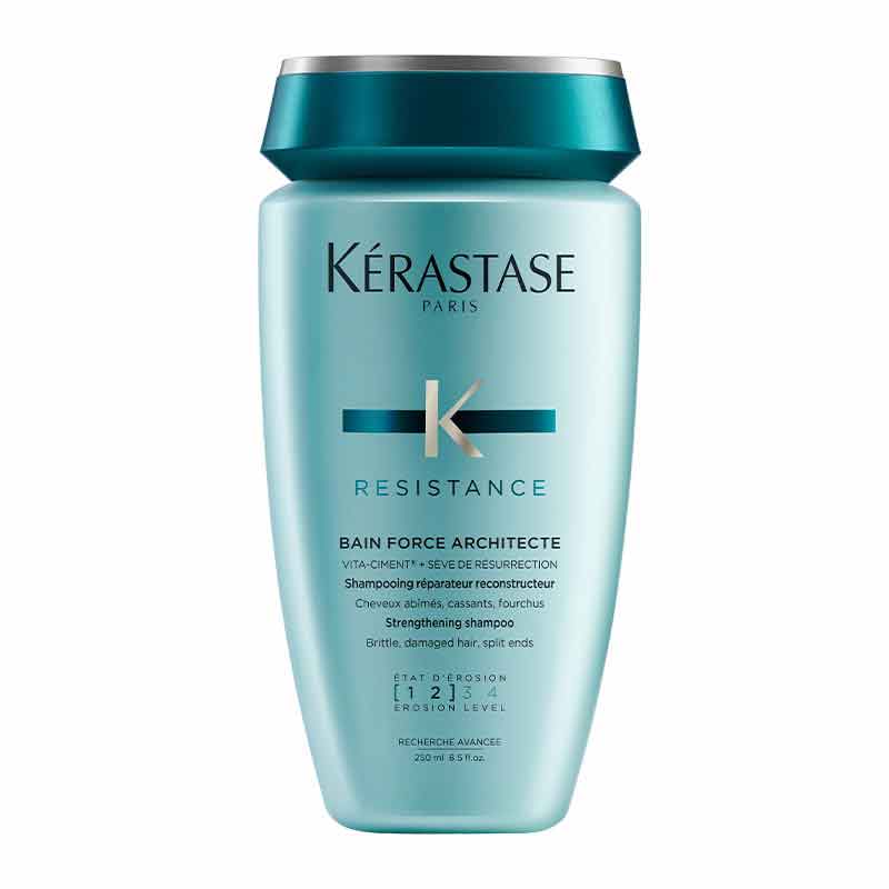 Kérastase Resistance Bain Force Architecte | Strengthening Shampoo | nourishing dry hair | strengthening damaged hair | replenishing shampoo | cleanse and condition hair | healthier hair | beautiful hair.