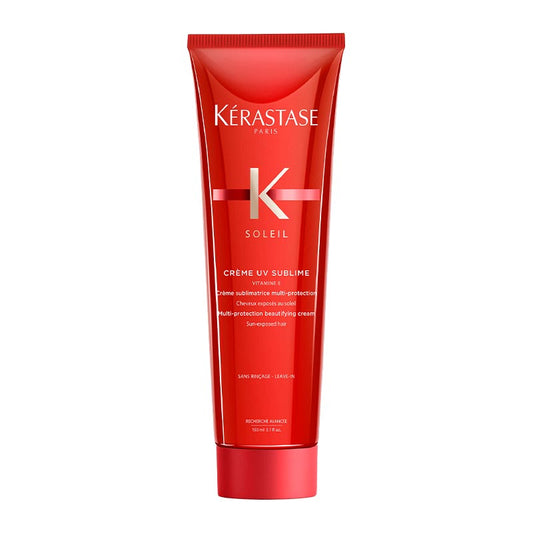 Kérastase Soleil Crème UV Sublime Leave-In Cream | Moisturising cream | Nourishes hair | Shields from sun, chlorine, and saltwater | Enriched with antioxidant Vitamin E | Prevents dryness | Tames frizz for up to 24 hours | Promotes silky, smooth, and glossy finish | Summer-scented leave-in cream | Upgrade your summer haircare routine