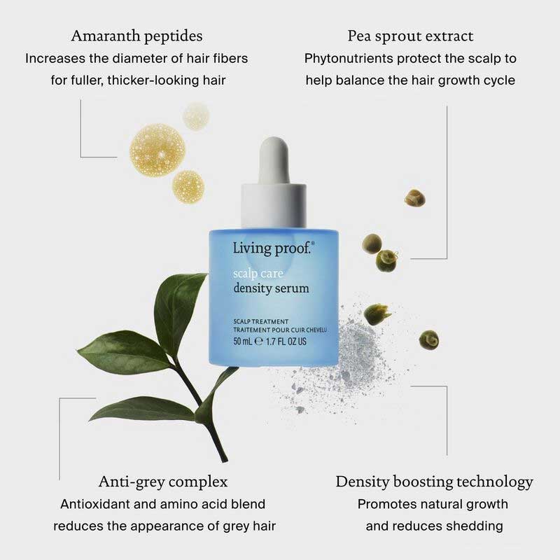 Living Proof Scalp Care Density Serum | concentrated ingredients | provide results | antioxidants | amino acids | phytonutrients | peptides 