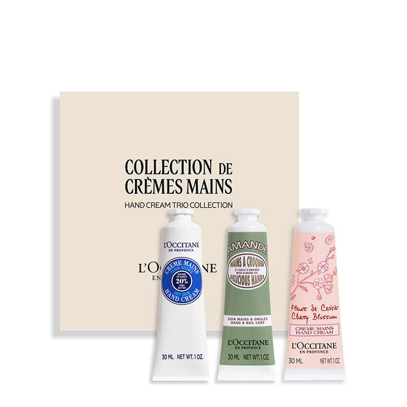 L'OCCITANE Hand Cream Trio Collection, Cherry Blossom Hand Cream, Almond Hand Cream, Shea Butter Hand Cream