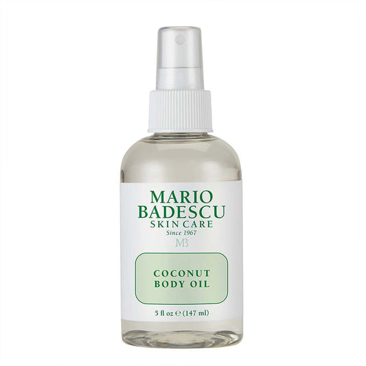 Mario Badescu, Mario Badescu Coconut Body Oil bottle, luxurious coconut body oil for dry skin, nourishing body oil with coconut extract, Mario Badescu body oil for hydration, lightweight body oil for soft skin, coconut oil moisturizer for glowing skin, Mario Badescu Coconut Body Oil for smooth skin