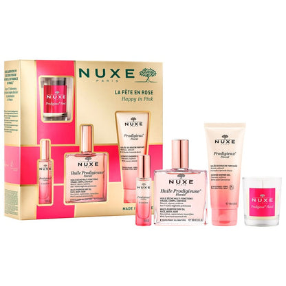 Nuxe happy in pink gift set, prodigieuse florale candle