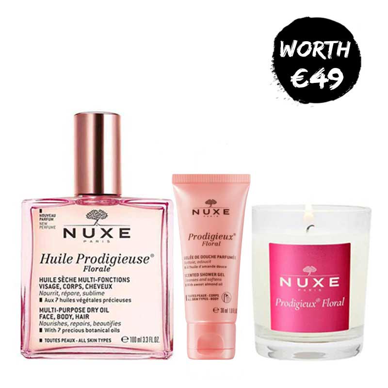 NUXE Huile Prodigieuse Florale + FREE Floral Shower Gel 30ml + Floral Candle