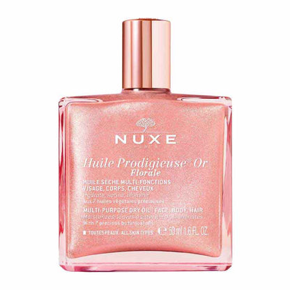 NUXE Huile Prodigieuse Florale Shimmering Multi-Purpose Dry Oil | Shimmery body oil | rose gold shimmering oil | Suitable for all skin types | Contains blend of 7 precious botanical oils | Moisturizes, softens, and illuminates face, body, and hair | dry touch oil | Non-greasy body oil | soft skin | body glow