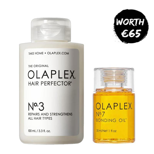 Olaplex Hair Repair Duo | Includes No.3 Hair Perfector and No.7 Bonding Oil | No.3 restores and repairs with bond-building technology | Leaves hair soft, shiny, and strong | No.7 strengthens, reduces drying time, and provides heat protection | Say goodbye to dry, brittle hair!