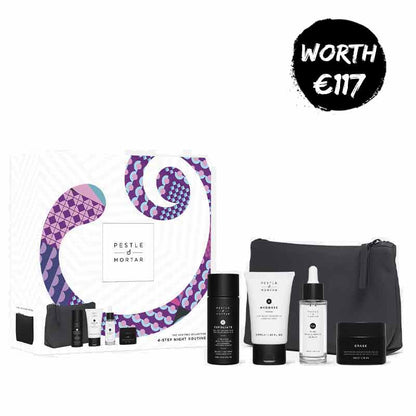 Pestle & Mortar Night Time Skincare Routine Gift Set, Christmas skincare gift sets, exfoliating toner, hyaluronic acid serum