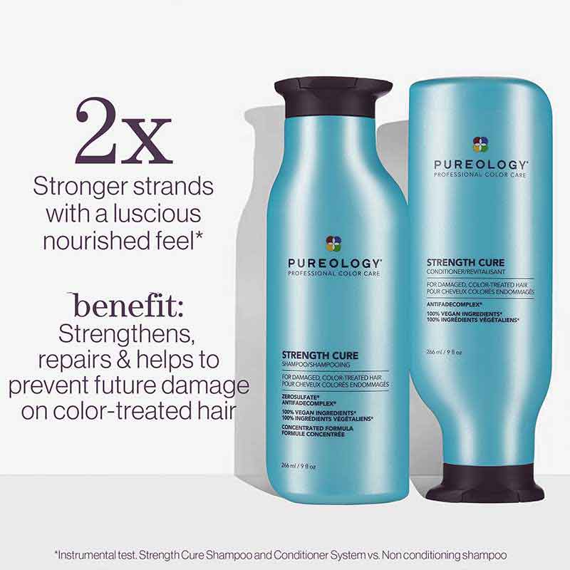 Pureology Strength Cure Shampoo | Repair | Damaged Hair | Resilience | Elasticity | Minimize Breakages | Sulphate-free | Vegan Friendly | Softening | Outstanding Colour Protection | Antifade Complex®