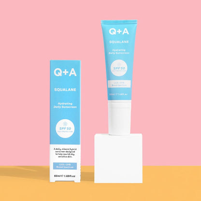 Q+A Squalane Hydrating Face Sunscreen | SPF 50 | Broad Spectrum | Protection | UVA | UVB Rays