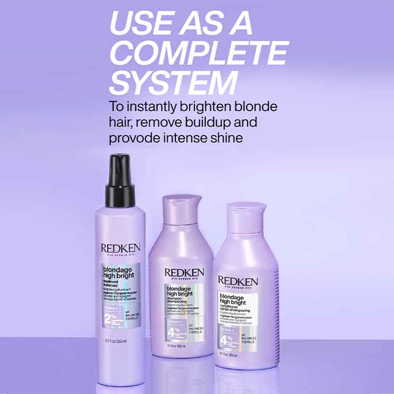 Redken Blondage High Bright Shampoo | pH balanced formula | brightening shampoo | purple shampoo | remove product build up in hair | cleansing balm for removing pollutants