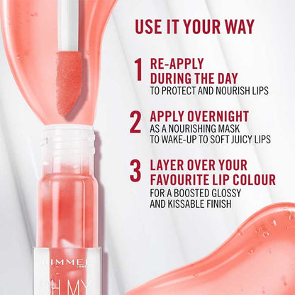 Rimmel London Oh My Gloss! Lip Oil | Nourishing shine | Lip gloss | Hydrates and smooths | Sheer colour | Non-sticky | Soft lips | night | day | over lip colour