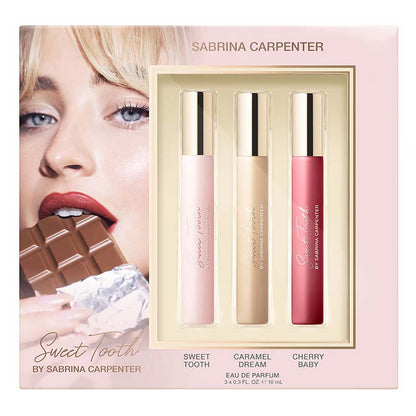 Sabrina Carpenter, Sabrina Carpenter Sweet Tooth Travel Trio Gift Set, Caramel Dream Perfume, Sweet Tooth Perfume, Cherry Baby Perfume, Travel Size Fragrance, Fragrance Gift Set