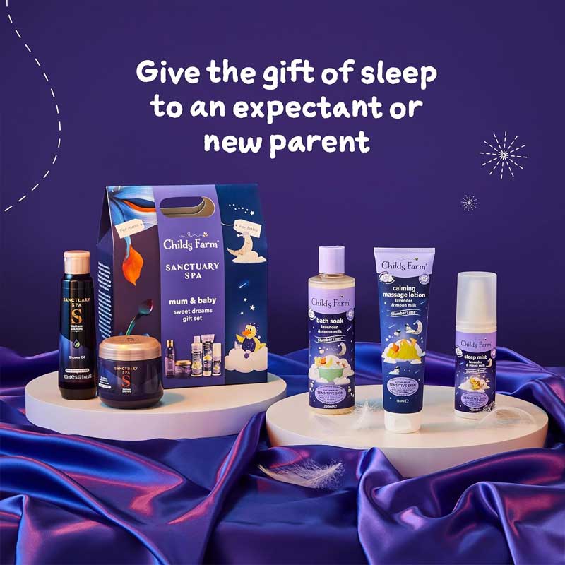 Sanctuary X Childs Farm Mum and Baby Sweet Dreams Gift | gift set | Sanctuary Spa | Childs Farm | SlumberTime 3-step regime | babies | bedtime routine | restful sleep | wellness | nourishing | calming | mum and baby