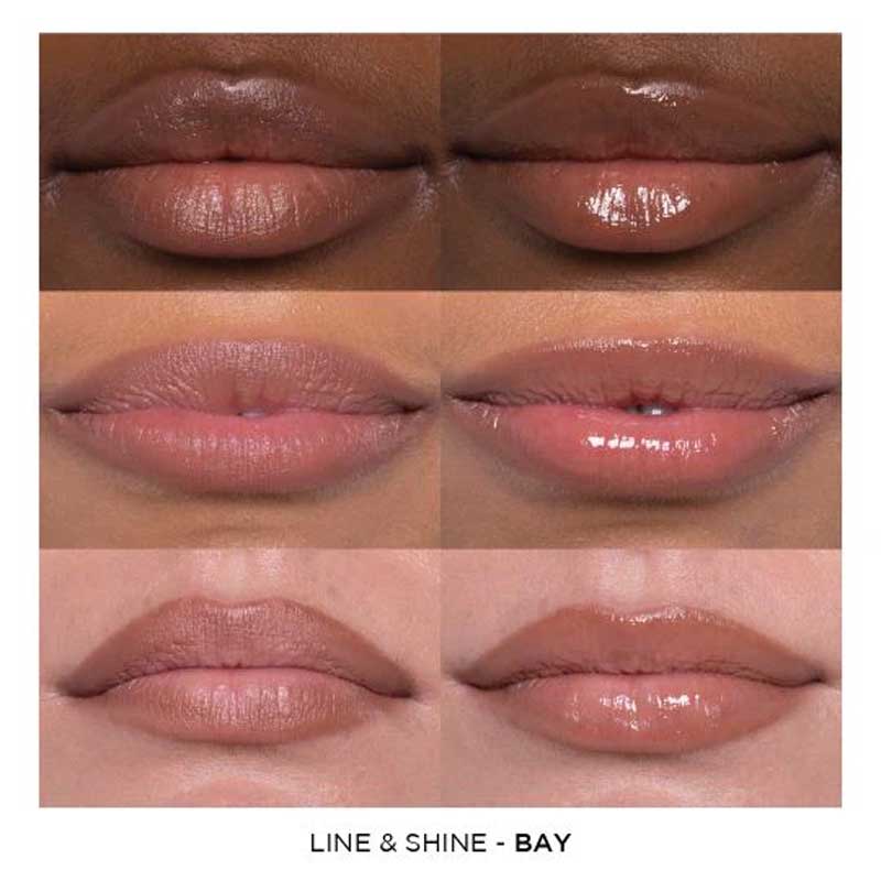 Sculpted by Aimee Connolly Line & Shine Duo | Bay | swatches | skin tones | liner | gloss | cool 