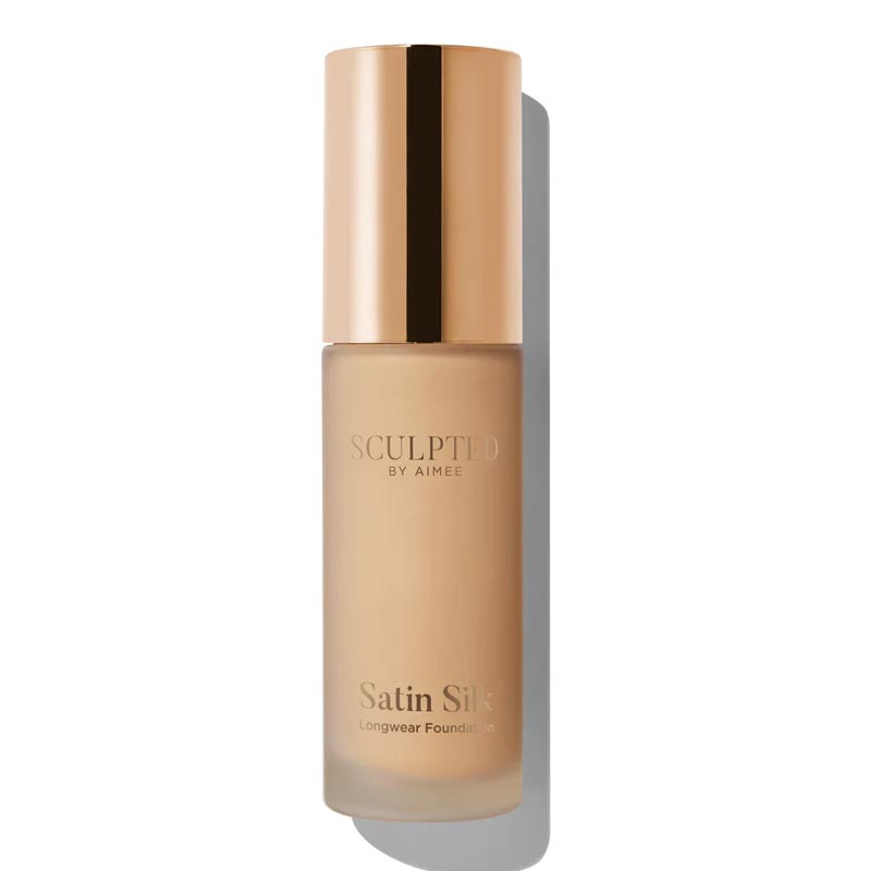 Sculpted By Aimee Connolly Satin Silk Longwear Foundation | radiant | medium to high coverage | flawless base | feels lightweight | skin | satin silk finish | glides smoothly | complexion | won't clog pores | Infused with skin-loving ingredients | hydrating formula | nourished | plump | foundation | sit comfortably | 8+ hours.