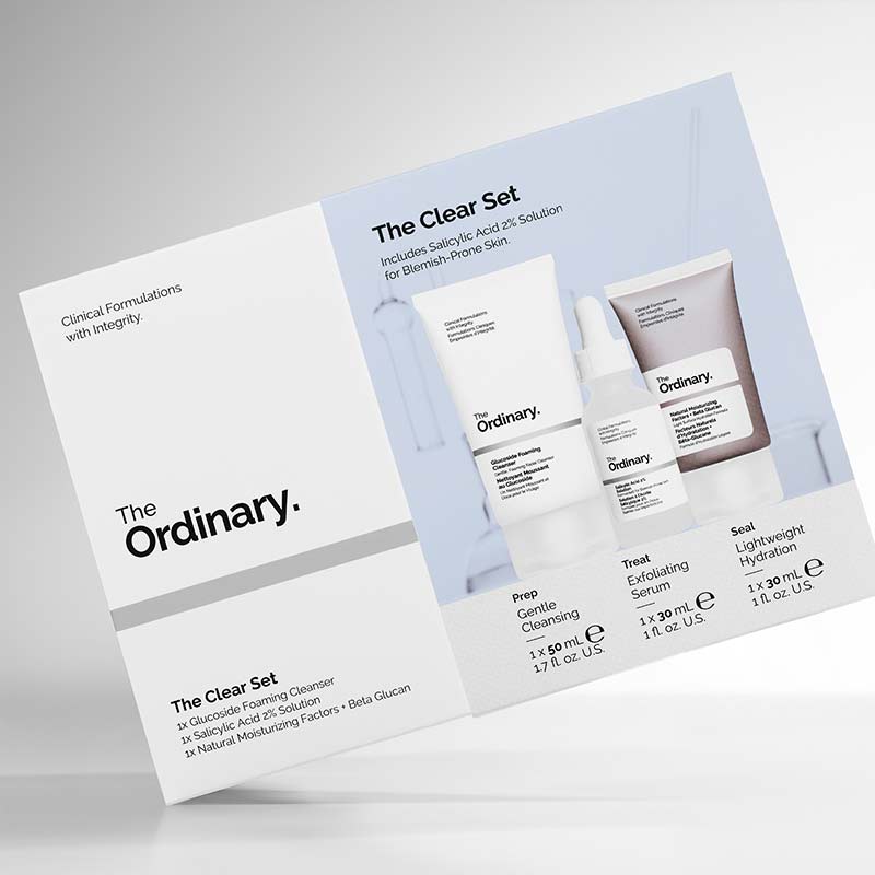 The Ordinary The Clear Set | Glucoside Foaming Cleanser | cleanser | skin | Salicylic Acid 2% Solution | blemish-prone areas | Natural Moisturizing Factors + Beta Glucan | lightweight gel moisturizer