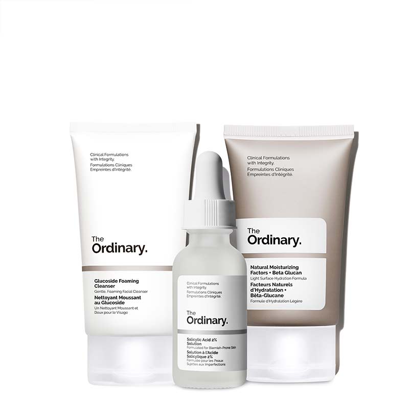 The Ordinary The Clear Set | Glucoside Foaming Cleanser | cleanser | skin | Salicylic Acid 2% Solution | blemish-prone areas | Natural Moisturizing Factors + Beta Glucan | lightweight gel moisturizer