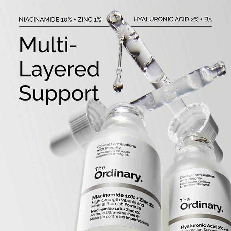 The Ordinary The Skin Support Set | Iconic Duo of Bestselling Serums | Includes Niacinamide 10% + Zinc 1% and Hyaluronic Acid 2% + B5 | Perfect Combination to Moisturize the Skin | Provides the Support Skin Needs